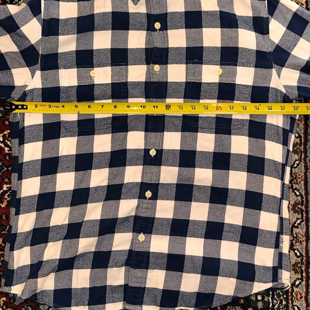 J.Crew Flannel Buffalo Check Button Down Shirt Navy White Men’s Large - Picture 4 of 5